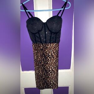 Black and cheetah print Prom dress